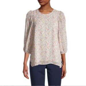 Ganni Floral Balloon Sleeve Blouse Size 36 US Small